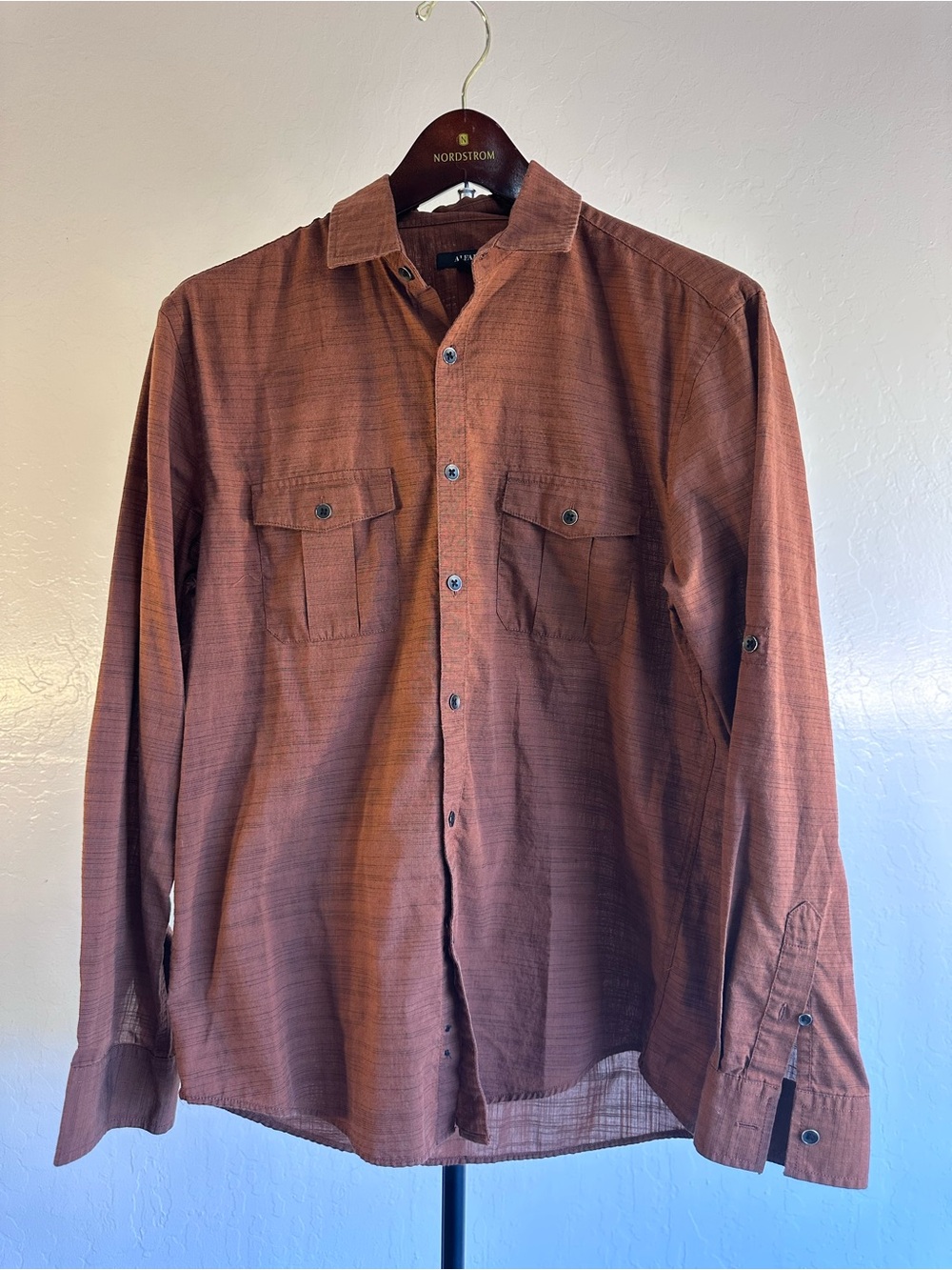 Alfani Men's Rust Button-Down Long Sleeve Shirt
